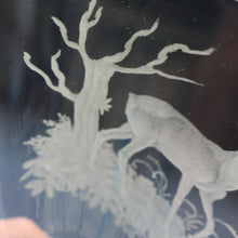 Load image into Gallery viewer, 1980s SCOTTISH STUDIO GLASS. Large Wine Glass with Engraved Deer Design by Norman Orr  (1924 - 1993)
