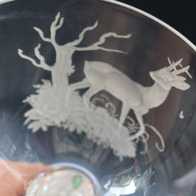Load image into Gallery viewer, 1980s SCOTTISH STUDIO GLASS. Large Wine Glass with Engraved Deer Design by Norman Orr  (1924 - 1993)
