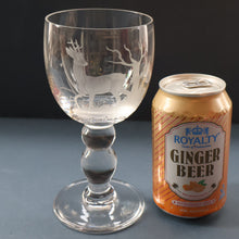 Load image into Gallery viewer, 1980s SCOTTISH STUDIO GLASS. Large Wine Glass with Engraved Deer Design by Norman Orr  (1924 - 1993)
