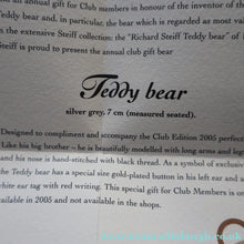 Load image into Gallery viewer, BOXED Collectable Miniature Steiff Club Membership Gift 2005. Silver Grey Bear with Certificate
