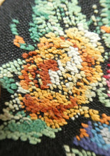 Load image into Gallery viewer, Pretty 1950s Vintage Powder Compact with Tapestry Petit Point Lid. Made by STRATTON
