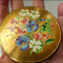 Load image into Gallery viewer, Vintage 1950s British POWDER COMPACT with Floral Design. Probably by MELISSA
