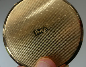 Vintage 1960s Stratton POWDER COMPACT with a Carpet of Flowers and Gold Tone Background