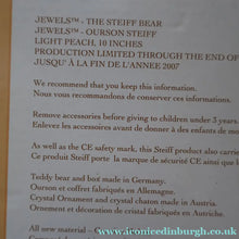 Load image into Gallery viewer, BOXED: Highly Collectable "Jewels" Vintage 2007 SWAROVSKI STEIFF BEAR with Christmas Crystal Heart Pendant (669873)
