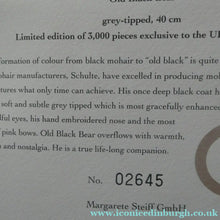Load image into Gallery viewer, LARGE Steiff Bear with GROWLER. Limited Edition 2007. British Collector's Club. "Old Black Bear"
