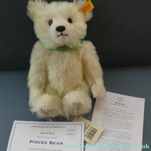Load image into Gallery viewer, Limited Edition Danbury Mint / Steiff PISCES Small White Mohair Teddy Bear. 9 inches
