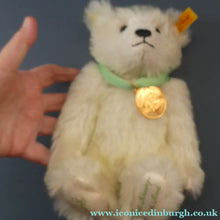 Load image into Gallery viewer, Limited Edition Danbury Mint / Steiff PISCES Small White Mohair Teddy Bear. 9 inches
