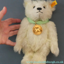 Load image into Gallery viewer, Limited Edition Danbury Mint / Steiff PISCES Small White Mohair Teddy Bear. 9 inches
