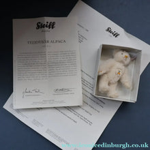 Load image into Gallery viewer, BOXED Collectable Miniature Steiff Club Membership Gift 2008. White Alpaca Bear with Certificate (420832)
