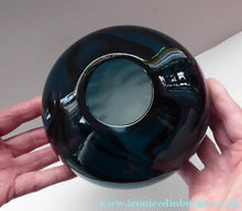 Load image into Gallery viewer, NEW ZEALAND Studio Glass by Katie Brown. Kingfisher Blue Bowl with Black Feathered Pattern
