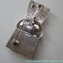 Load image into Gallery viewer, Scottish Silver &amp; Turquoise Designer Brooch by Sheana M. Stephen. Edinburgh Hallmarked 2008

