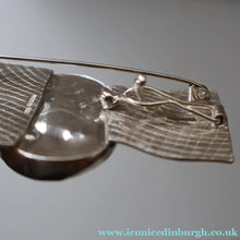 Load image into Gallery viewer, Scottish Silver &amp; Turquoise Designer Brooch by Sheana M. Stephen. Edinburgh Hallmarked 2008
