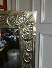 Load image into Gallery viewer, Antique Scottish School ART NOUVEAU Brass Mirror with Scrolls and Butterfly Decoration
