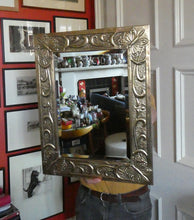 Load image into Gallery viewer, Antique Scottish School ART NOUVEAU Brass Mirror with Scrolls and Butterfly Decoration
