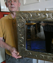 Load image into Gallery viewer, Antique Scottish School ART NOUVEAU Brass Mirror with Scrolls and Butterfly Decoration
