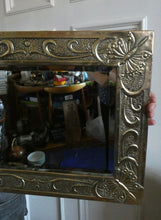 Load image into Gallery viewer, Antique Scottish School ART NOUVEAU Brass Mirror with Scrolls and Butterfly Decoration
