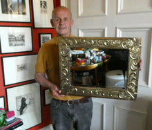 Load image into Gallery viewer, Antique Scottish School ART NOUVEAU Brass Mirror with Scrolls and Butterfly Decoration
