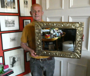 Antique Scottish School ART NOUVEAU Brass Mirror with Scrolls and Butterfly Decoration