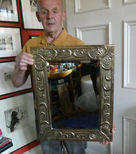 Load image into Gallery viewer, Antique Scottish School ART NOUVEAU Brass Mirror with Scrolls and Butterfly Decoration

