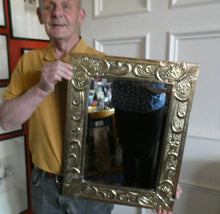 Load image into Gallery viewer, Antique Scottish School ART NOUVEAU Brass Mirror with Scrolls and Butterfly Decoration
