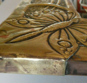 Antique Scottish School ART NOUVEAU Brass Mirror with Scrolls and Butterfly Decoration