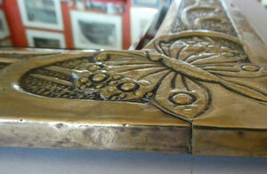 Antique Scottish School ART NOUVEAU Brass Mirror with Scrolls and Butterfly Decoration