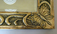 Load image into Gallery viewer, Antique Scottish School ART NOUVEAU Brass Mirror with Scrolls and Butterfly Decoration
