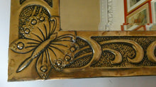 Load image into Gallery viewer, Antique Scottish School ART NOUVEAU Brass Mirror with Scrolls and Butterfly Decoration
