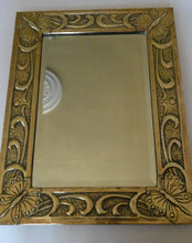 Load image into Gallery viewer, Antique Scottish School ART NOUVEAU Brass Mirror with Scrolls and Butterfly Decoration
