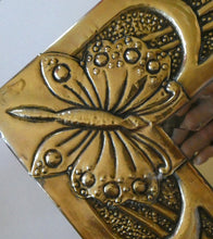 Load image into Gallery viewer, Antique Scottish School ART NOUVEAU Brass Mirror with Scrolls and Butterfly Decoration
