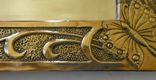 Load image into Gallery viewer, Antique Scottish School ART NOUVEAU Brass Mirror with Scrolls and Butterfly Decoration
