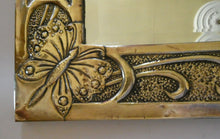Load image into Gallery viewer, Antique Scottish School ART NOUVEAU Brass Mirror with Scrolls and Butterfly Decoration
