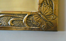 Load image into Gallery viewer, Antique Scottish School ART NOUVEAU Brass Mirror with Scrolls and Butterfly Decoration

