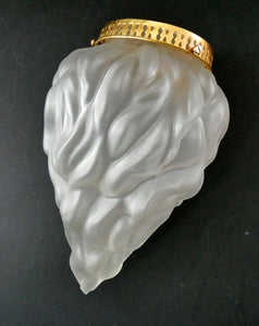 VERY LARGE Vintage 1930s Satin Glass ART DECO Light Shade in the Form of a Flaming Torch.