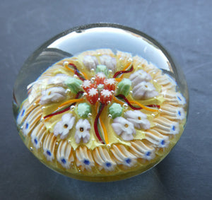 VASART Scottish Glass Paperweight with 5 Spokes; with yellow ground