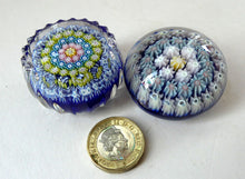 Load image into Gallery viewer, Cute MINIATURE PAIR of Scottish Glass Paperweights. One is a Perthshire and the Other is Strathearn
