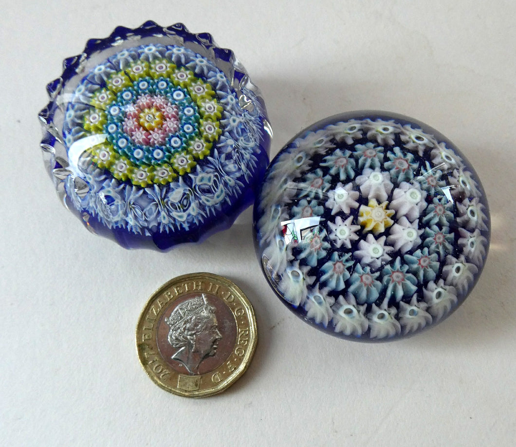 Cute MINIATURE PAIR of Scottish Glass Paperweights. One is a Perthshire and the Other is Strathearn