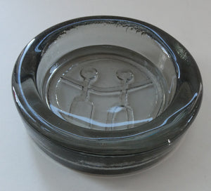 1960s Smoky Grey Moulded Glass Bowl by Erik Hoglund for Kosta Boda