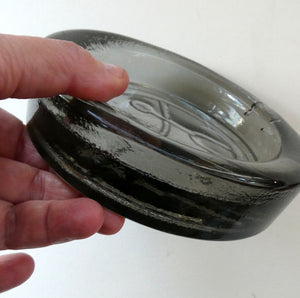 1960s Smoky Grey Moulded Glass Bowl by Erik Hoglund for Kosta Boda