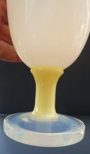 Vintage French Art Glass. SEVRES Cristalleries White & Yellow Opaline  Goblet