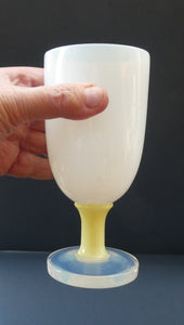 Vintage French Art Glass. SEVRES Cristalleries White & Yellow Opaline  Goblet