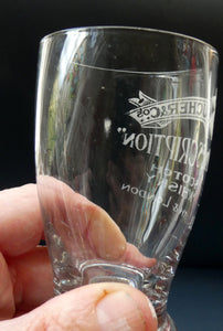 Rare 1890s Scottish Antique Whisky Dram Glass for Butcher & Co. Prescription Whisky LEITH & London