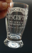 Load image into Gallery viewer, Rare 1890s Scottish Antique Whisky Dram Glass for Butcher &amp; Co. Prescription Whisky LEITH &amp; London
