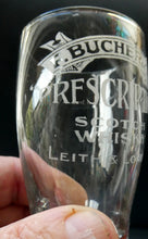 Load image into Gallery viewer, Rare 1890s Scottish Antique Whisky Dram Glass for Butcher &amp; Co. Prescription Whisky LEITH &amp; London

