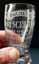 Load image into Gallery viewer, Rare 1890s Scottish Antique Whisky Dram Glass for Butcher &amp; Co. Prescription Whisky LEITH &amp; London
