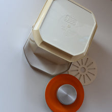 Load image into Gallery viewer, Vintage 1970s SPACE AGE Orange and White Sparklets Ice Bucket. Complete with Tongs in the Lid

