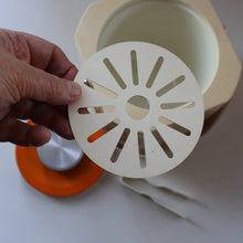 Load image into Gallery viewer, Vintage 1970s SPACE AGE Orange and White Sparklets Ice Bucket. Complete with Tongs in the Lid
