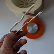 Load image into Gallery viewer, Vintage 1970s SPACE AGE Orange and White Sparklets Ice Bucket. Complete with Tongs in the Lid
