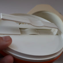 Load image into Gallery viewer, Vintage 1970s SPACE AGE Orange and White Sparklets Ice Bucket. Complete with Tongs in the Lid
