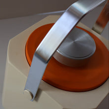 Load image into Gallery viewer, Vintage 1970s SPACE AGE Orange and White Sparklets Ice Bucket. Complete with Tongs in the Lid
